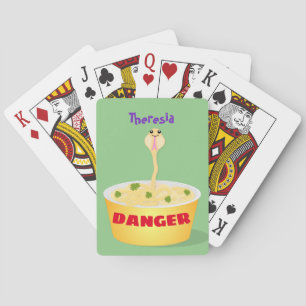 Cute noodles snake cartoon illustration humour playing cards