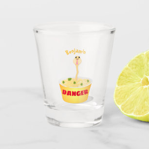 Cute noodles snake cartoon illustration humour shot glass