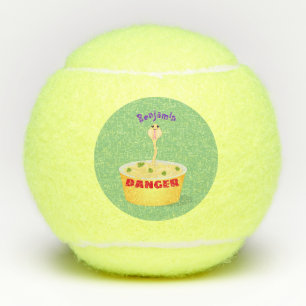 Cute noodles snake cartoon illustration humour tennis balls