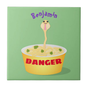 Cute noodles snake cartoon illustration humour tile