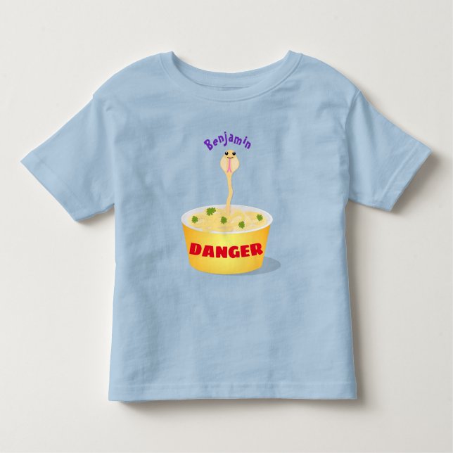 Cute noodles snake cartoon illustration humour toddler T-Shirt (Front)