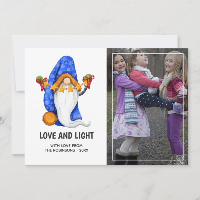 Cute Nordic Christmas Gnome Photo Holiday Card (Front)