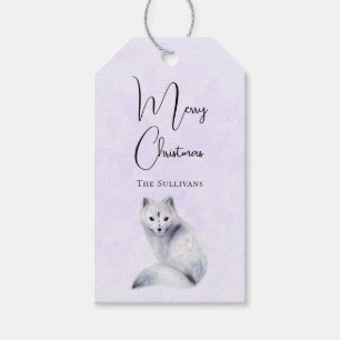 Cute Nordic Fox with Floral Markings Christmas Gift Tags