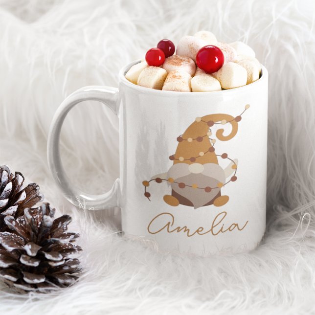 Cute Nordic Gnome Personalised Christmas  Coffee Mug (Creator Uploaded)