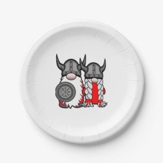 Cute Nordic Gnomes Viking Tomte Couple Scandinavia Paper Plate