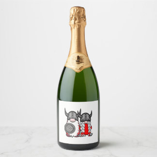 Cute Nordic Gnomes Viking Tomte Couple Scandinavia Sparkling Wine Label