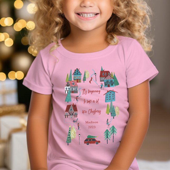 Cute Nordic skiing Village Christmas Party T-Shirt (Cute Nordic skiing Village Christmas Party T-Shirt)