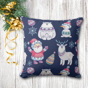 Cute Nordic Style Animals and Santa Pattern Cushion