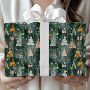 Cute Nordic Winter Woodland Christmas Wrapping Paper