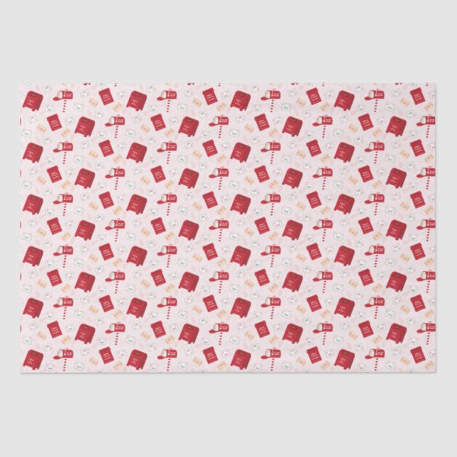 Cute North Pole Mail Christmas Pattern Tissue Paper (Front)