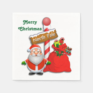 Cute North Pole Santa Custom Colour Napkins