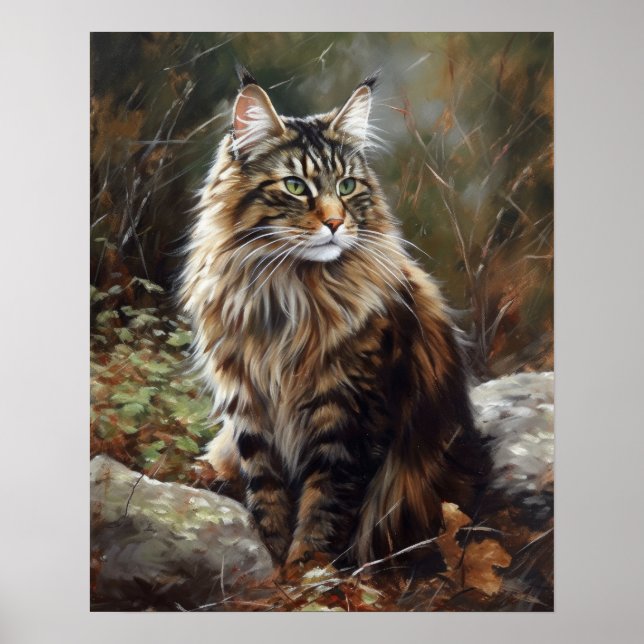 Cute Norwegian Forest Cat Art Print Poster (Front)
