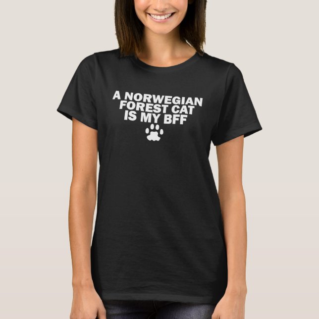 Cute Norwegian Forest Cat Breed T-Shirt (Front)
