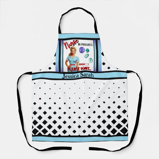 Cute Nostalgic Nurse Pinup Nurse In Progress Apron (Front)