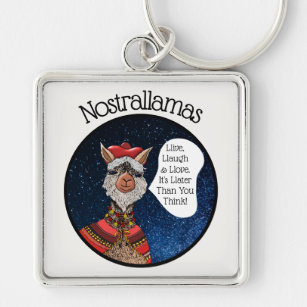 Cute Nostradamus Llama Funny Motivational Quote Key Ring