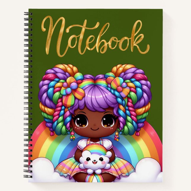 Cute notebook/Adorable Rainbow chibi girl  Notebook (Front)