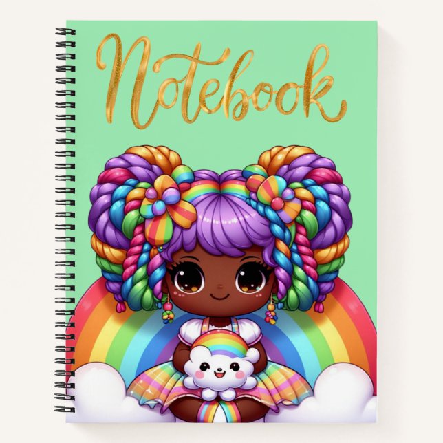 Cute notebook/Adorable Rainbow chibi girl  Notebook (Front)