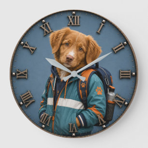 Cute Nova Scotia Duck Tolling Retriever Puppy  Large Clock