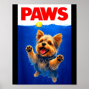 Cute Novelty Paws Yorkshire Terrier Dog Poster
