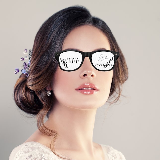 Cute Novelty Wedding Keepsake Wife Retro Sunglasses (These fun sunglasses will make for a fun photo op on your wedding day.)