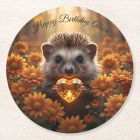 Cute November Hedgehog with Topaz Heart