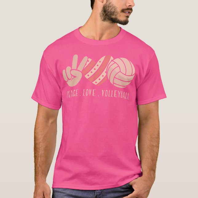 Cute ns Volley Girls Player Peace Love Volleyball  T-Shirt (Front)
