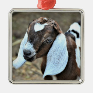 Cute Nubian Dairy Goat Kid Metal Tree Decoration