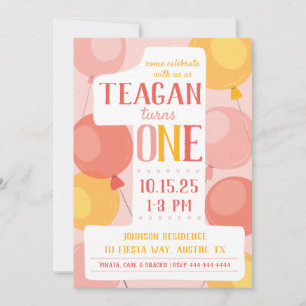 Cute Number 1 First Birthday Invitation