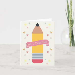Cute Number One Teacher Pencil Card