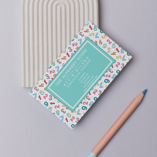 Cute Numbers Pattern - Substitute Teacher / Tutor Business Card