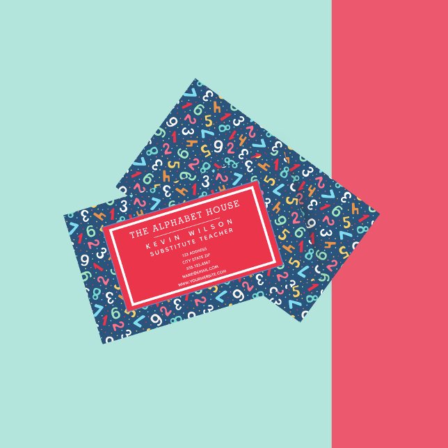 Cute Numbers Pattern - Substitute Teacher / Tutor Business Card (Creator Uploaded)