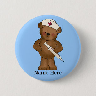 Cute Nurse Bear Button