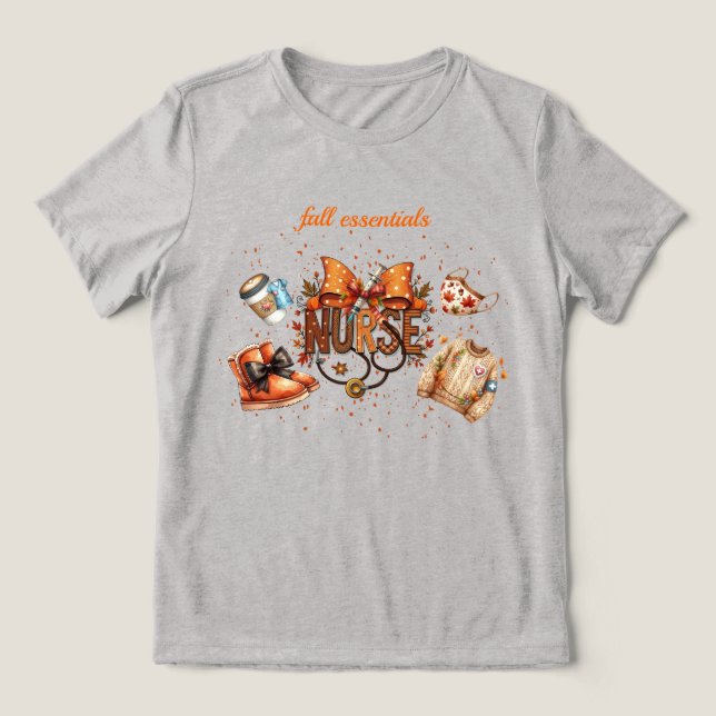 Cute Nurse Bow Fall Essentials  Tri-Blend Shirt (Design Front)