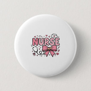 Cute Nurse Bow Heart Vector Shirt Design_1 6 Cm Round Badge