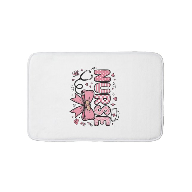 Cute Nurse Bow Heart Vector Shirt Design_1 Bath Mat (Front)