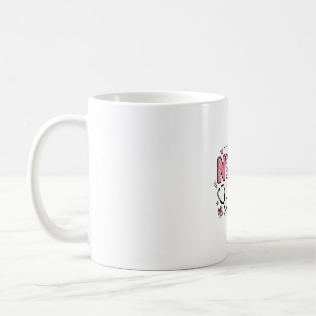Cute Nurse Bow Heart Vector Shirt Design_1 Coffee Mug (Left)