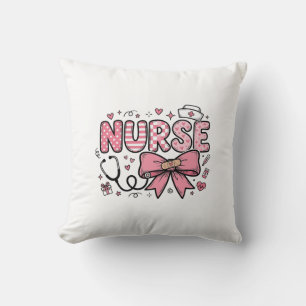 Cute Nurse Bow Heart Vector Shirt Design_1 Cushion
