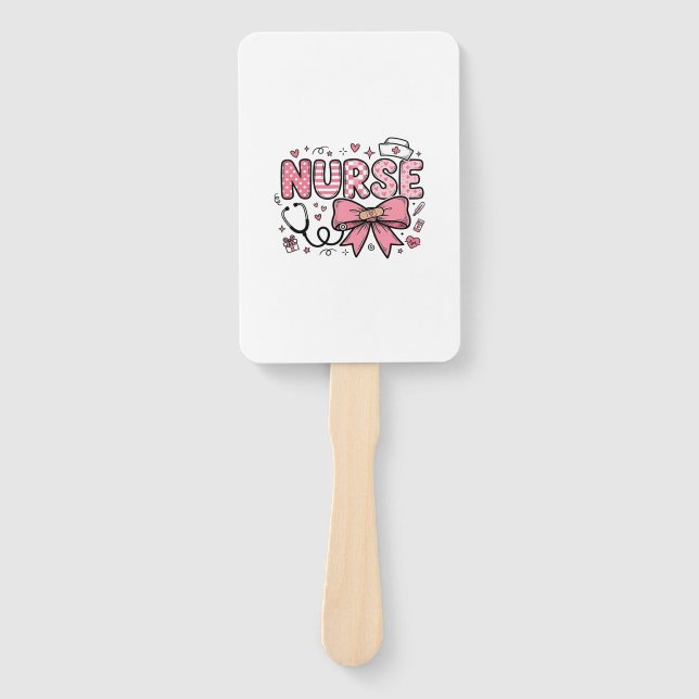 Cute Nurse Bow Heart Vector Shirt Design_1 Hand Fan (Front)