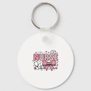 Cute Nurse Bow Heart Vector Shirt Design_1 Key Ring