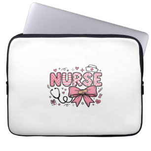 Cute Nurse Bow Heart Vector Shirt Design_1 Laptop Sleeve