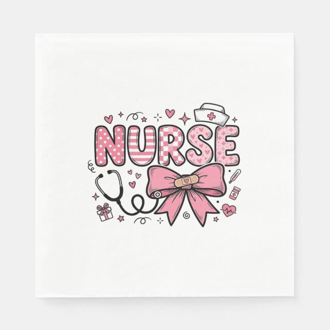 Cute Nurse Bow Heart Vector Shirt Design_1 Napkin (Front)