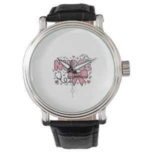 Cute Nurse Bow Heart Vector Shirt Design_1 Watch