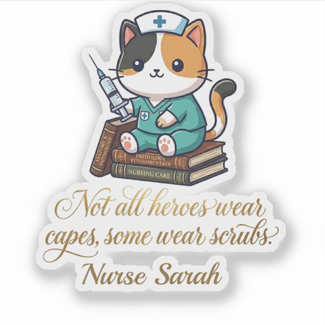 Cute Nurse Calico Cat Personalised  (Front)