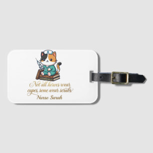 Cute Nurse Calico Cat Personalised  Luggage Tag