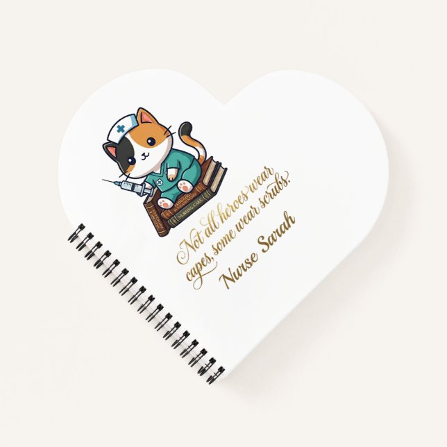 Cute Nurse Calico Cat Personalised  Notebook (Front)