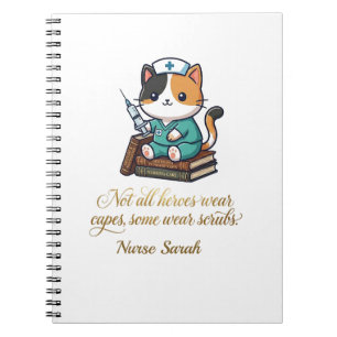 Cute Nurse Calico Cat Personalised  Notebook