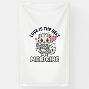 Cute Nurse Cat Love Is the Best Medicine Design_1 Banner