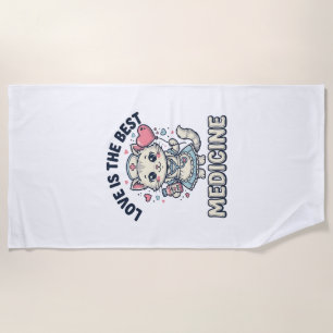 Cute Nurse Cat Love Is the Best Medicine Design_1 Beach Towel