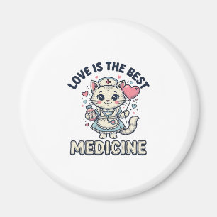 Cute Nurse Cat Love Is the Best Medicine Design_1 Magnet