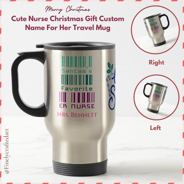 Cute Nurse Christmas Gift Custom Name For Her Travel Mug (Creator Uploaded)